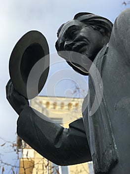 Monument to Sholem Aleichem, or Solomon Naumovich Rabinovich, in Kyiv, Ukraine photo